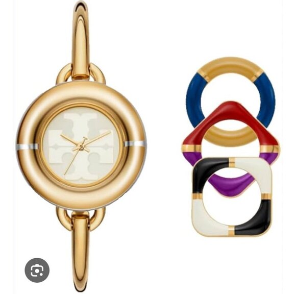 Tory Burch Women's Watch TBW6214SET Gold Cream Dial Bangle Interchangeable Bezel - Picture 15 of 15